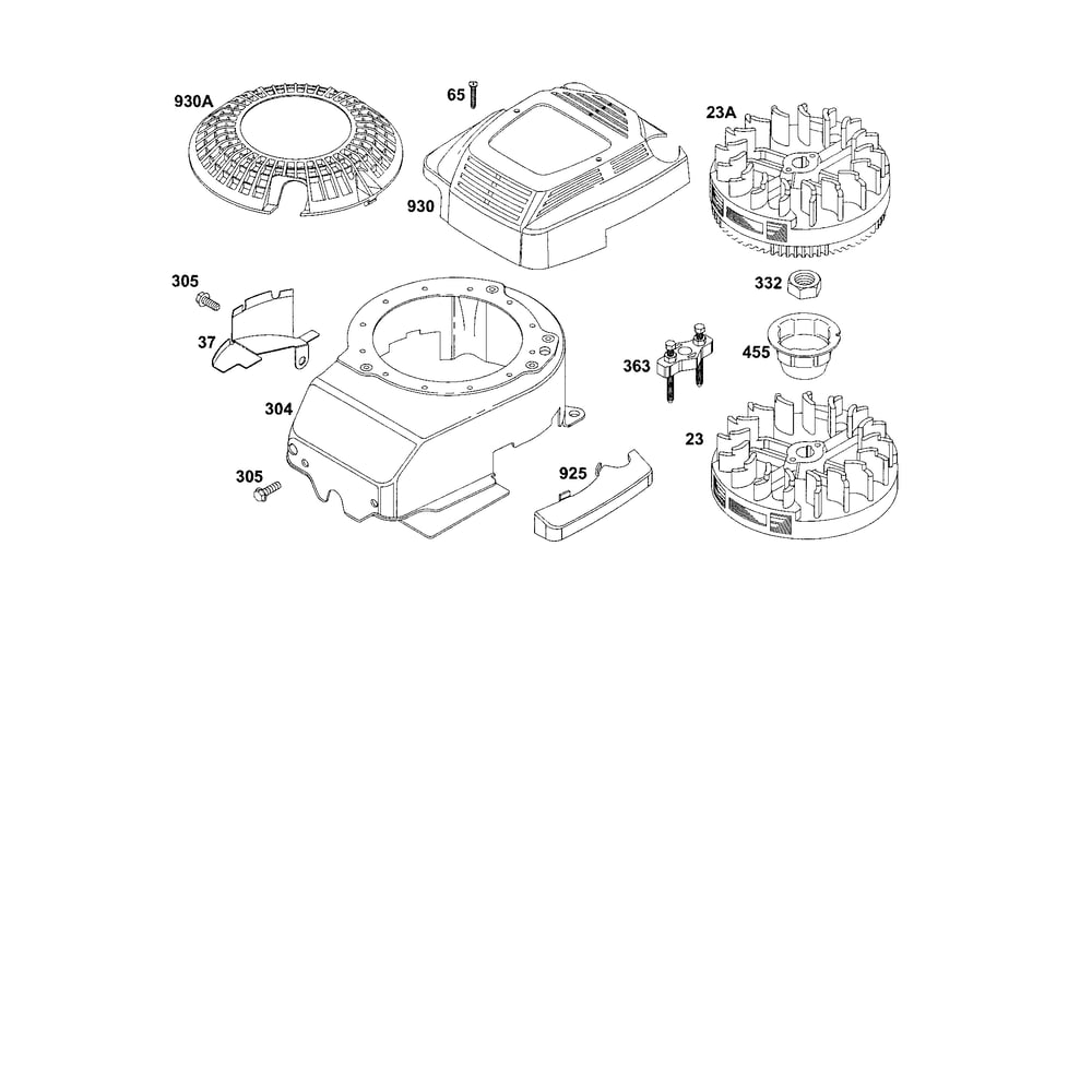 Blower-Housing/Flywheel Diagram and Parts List for 12E800TO12E899  Briggs and Stratton Engine